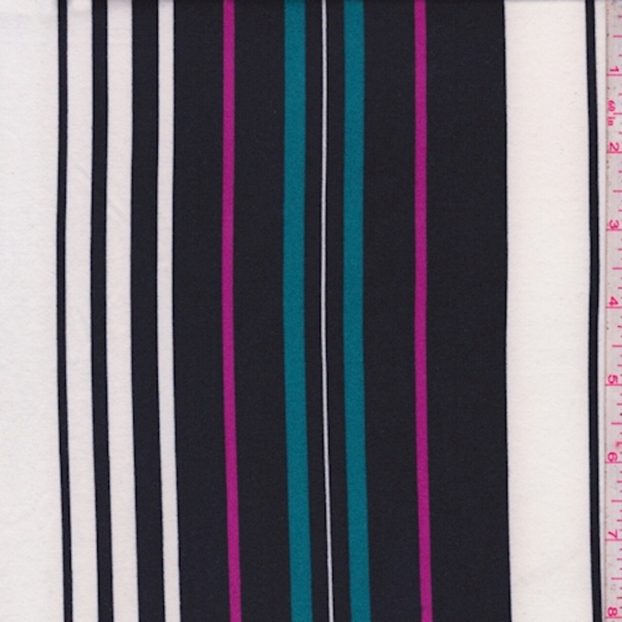 White/Black/Teal Stripe Double Brushed Jersey Knit Fabric By the Yard